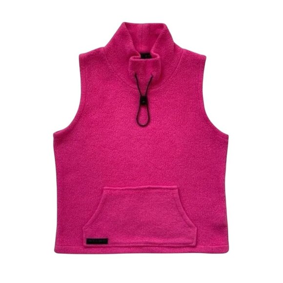 Ralph Ralph Lauren Pink Mock Neck 1/2 Zip Fleece Vest Size L - Picture 1 of 6